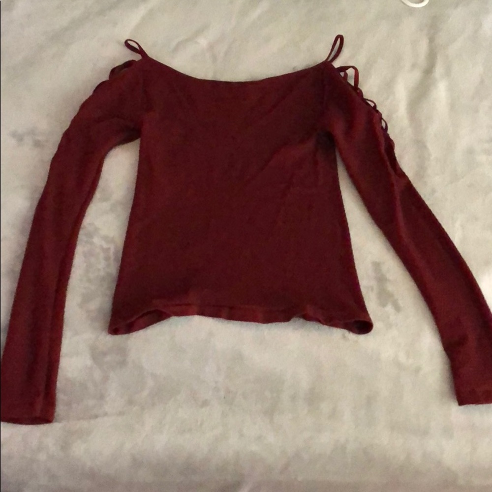long sleeve maroon free people top